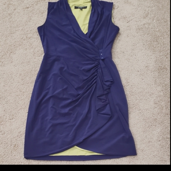 Nine West 8 chiffon wrap dress gathered and draped feels like butter decadent - Picture 13 of 14